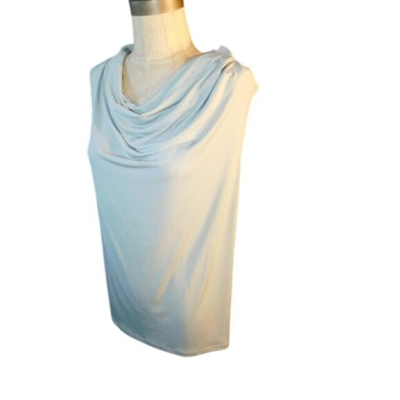 Chico's Size L Large (2) Gray Draping neckline sleeveless blouse top - Picture 2 of 2